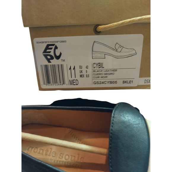 Gentle Souls Kenneth Cole Cybil Black Leather Penny Loafers Womens 11 GS24CYB05 - Picture 8 of 8